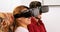 Husband Wife Man Woman Playing Virtual Reality VR Game