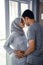 Husband and wife muslim kissing each other