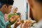 husband and wife pray before meals when breaking the fast