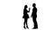 Husband and wife scold themselves, he screams, she cries. Silhouette. White background