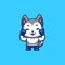 Husky Boxer Cute Creative Kawaii Cartoon Mascot Logo