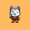 Husky Detective Cute Creative Kawaii Cartoon Mascot Logo