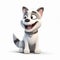 Husky, fluffy funny cute dog 3d illustration on white, unusual avatar
