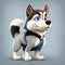 husky full body cartoon character 3