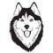 Husky logo. Portrait of a husky. Black and white dog head. Illustration of a pet. Tattoo.