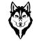 Husky logo. Portrait of a husky. Black and white dog head. Illustration of a pet. Tattoo.