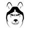 Husky logo. Portrait of a husky. Black and white dog head. Illustration of a pet. Tattoo.