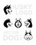 Husky logo. Vector dog set. Wolf emblem. Dog character collection. Siberian husky in profile and full face. Stickers of wolf