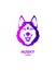 Husky logo. Vector of a dog siberian husky on white background. Husky neon logo