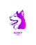 Husky logo. Vector of a dog siberian husky on white background. Husky neon logo. Dog in profile