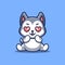 Husky Sitting Shocked Cute Creative Kawaii Cartoon Mascot Logo