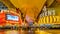 Hustle and bustle of crowds in the evening on the famous Fremont Street in the heart of downtown Las Vegas with its many Casinos