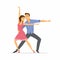 Hustle dancers - cartoon people characters colorful illustration