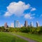 Huston skyline from Eleanor Tinsley park Texas US