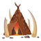 Hut of ancient people flat vector illustration