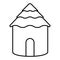 Hut cartoon village, logo straw house, tiki roof grass icon