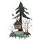 Hut on Chicken Legs Goes in the Foggy Swamp Forest. Cartoon isolated vector illustration. The House of the Slavic Tales.