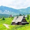 Hut, cottage in the Tatra mountains. Green tourism in Polish. sq