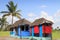 Hut palapa colorful tropical cabin palm trees