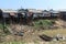 Hut village - slum on polluted river in cambodia