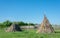 Huts made of hay.