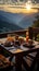 Hutte in Tirol Alm offers a serene sunrise breakfast on its wooden patio