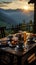 Hutte in Tirol Alm offers a serene sunrise breakfast on its wooden patio