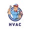 HVAC character logo design illustration