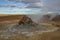 Hverarond geothermal field in Iceland. This is a field in Krafla caldera area near Mvatmn Lake which is full of mudpots, steam