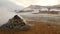 Hverarond sulfur rock blow stream in sky with high power