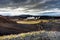 Hverir geothermal area near Myvatn Iceland with clouds and sky a