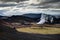 Hverir geothermal area near Myvatn Iceland with clouds and sky a