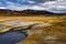 Hverir geothermal area near Myvatn Iceland with clouds and sky a