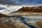 Hverir geothermal area near Myvatn Iceland with clouds and sky a