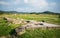 Hwangnyongsa Temple site landscape view with remaining stones of the ruins of the Buddhist temple Gyeongju South Korea