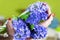 Hyacinth bouquet with female hands