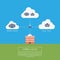 Hybrid cloud computing concept infographics