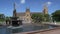 Hyde park fountain with St Mary Cathedral on the background in sydney