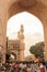 Hyderabad, India october 12,2019 - Busy Crowd near Charminar through Arch