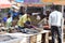 Hyderabad, Telangana, India. july-20-2020: peoples wearing at fish market, customer buying fish while wearing protective mask,