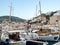 Hydra, Greece, June the 26th 2023 The port of Hydra full of sailboats at sunrise