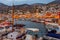 Hydra, Greece, September 5, 2022: Sunrise view of port of Hydra