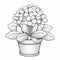 Hydrangea Coloring Page For Children - Easy To Color 2d Cartoon Style