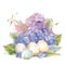 A Hydrangea and Easter Eggs: Enchanting Easter Decor with Lush Floral Touches, Creating a Lovely Springtime Atmosphere