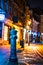 Hydrant on a colorful, illuminated street in a historic style