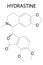 Hydrastine herbal alkaloid molecule, found in Hydrastis canadensis, goldenseal. Skeletal formula.