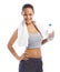 Hydrating after an invigorating workout. A beautiful young woman in sportswear holding a bottle of water.