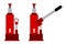 Hydraulic car jack icon. Car belt in repair shops. Increased lift. Lifting the transport to change wheels. Color vector