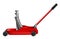 Hydraulic car jack on wheels. Car belt in repair shops. Increased lift. Lifting transport to change wheels. Realistic vector
