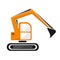 hydraulic caterpillar dredge of orange color. excavator